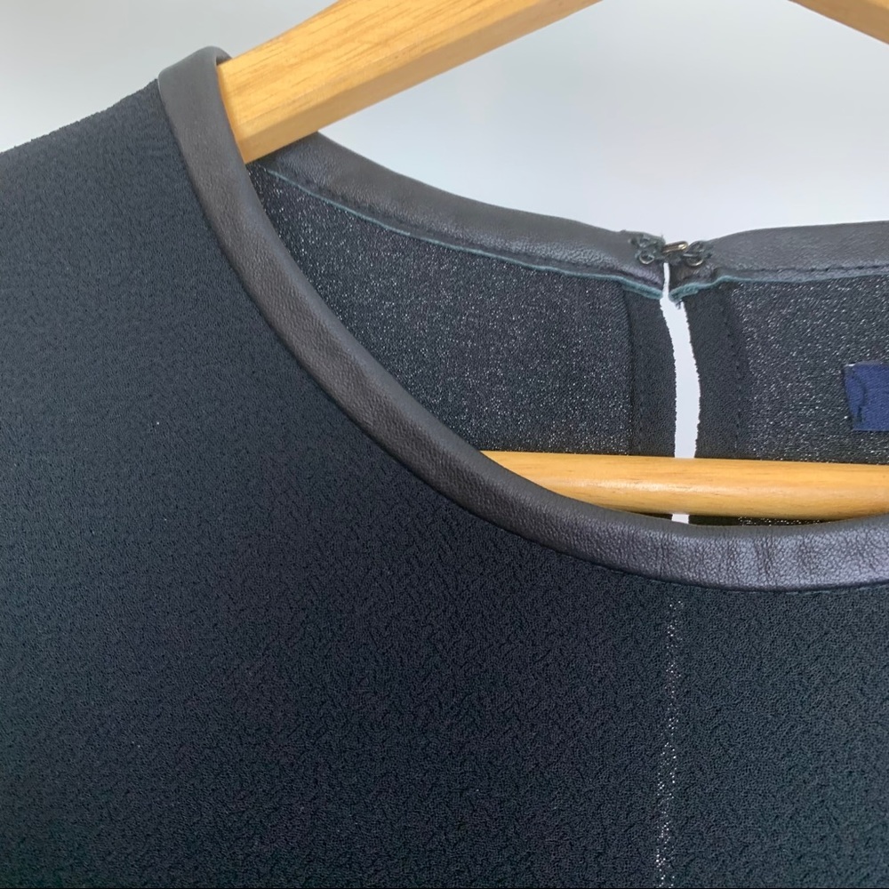 Madewell Leather Trim Tailored Tee Black Blouse - Picture 9 of 16